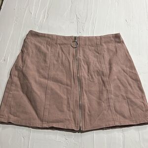 Mini Skirt Zip Up Front Women's Size Large Tan Skirt